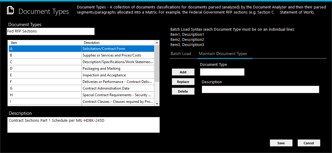 Screen image of the Edit Document Type window