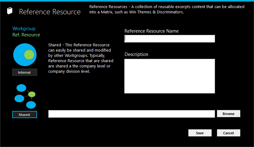 Screen image of the New Reference Resource window